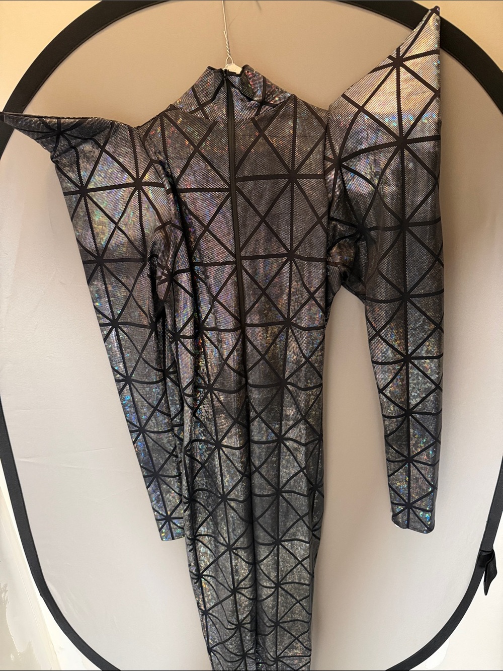 Lady Gaga Holographic Grid Pattern Jumpsuit - Picture 2 of 3